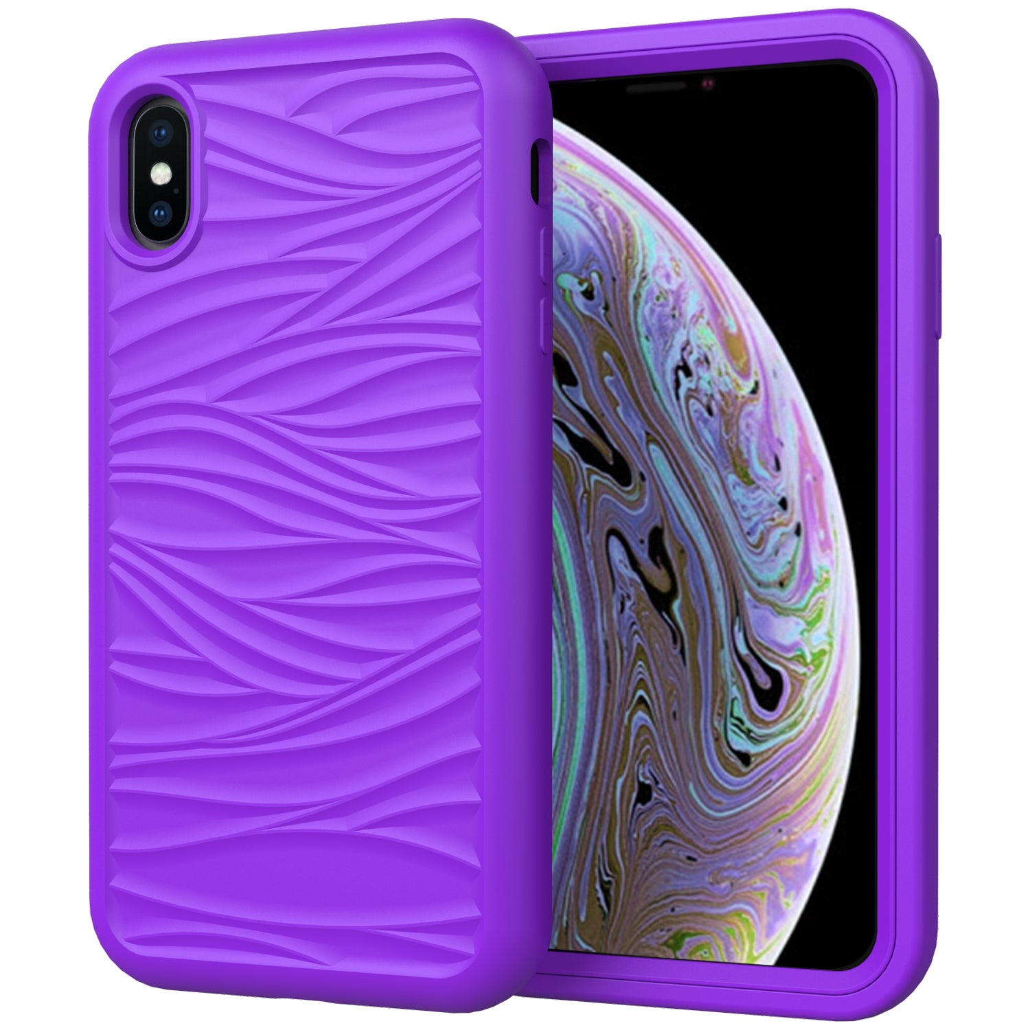For iPhone XS Max 6.5 inch Detachable 2-in-1 PC+Silicone Phone Case Anti-Slip Wave Texture Cover For iPhone XS Max 6.5 inch Detachable 2-in-1 PC+Silicone Phone Case Anti-Slip Wave Texture Cover